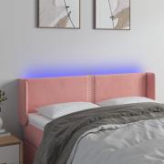 vidaXL Sänggavel LED rosa 147x16x78/88 cm sammet