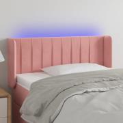 vidaXL Sänggavel LED rosa 93x16x78/88 cm sammet