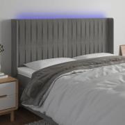 vidaXL Sänggavel LED ljusgrå 163x16x118/128 cm sammet