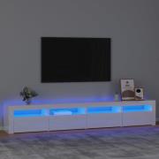 vidaXL Tv-bänk med LED-belysning vit högglans 240x35x40 cm