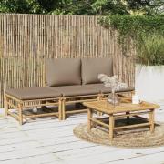 vidaXL Loungegrupp 4 delar taupe dynor bambu