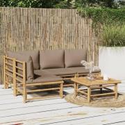 vidaXL Loungegrupp 5 delar taupe dynor bambu