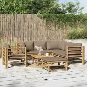 vidaXL Loungegrupp 8 delar taupe dynor bambu