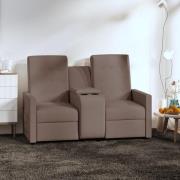 vidaXL 2-sits reclinerfåtölj med mugghållare taupe tyg