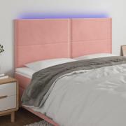 vidaXL Sänggavel LED rosa 160x5x118/128 cm sammet