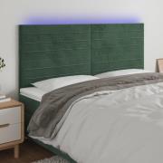 vidaXL Sänggavel LED mörkgrön 160x5x118/128 cm sammet