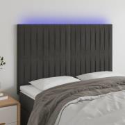 vidaXL Sänggavel LED mörkgrå 144x5x118/128 cm sammet