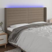 vidaXL Sänggavel LED taupe 203x16x118/128 cm tyg