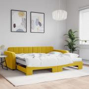 vidaXL Dagbädd utdragbar med madrasser gul 90x200 cm sammet
