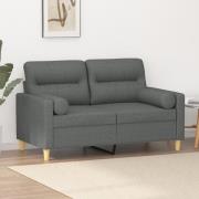 vidaXL 2-sits soffa med prydnadskuddar mörkgrå 120 cm tyg