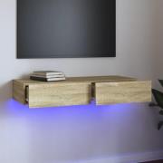 vidaXL Tv-bänk med LED-belysning sonoma-ek 90x35x15,5 cm