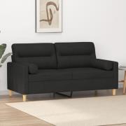 vidaXL 2-sits soffa med prydnadskuddar svart 140 cm tyg