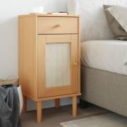 vidaXL Sängbord SENJA rottinglook brun 40x35x80 cm massiv furu