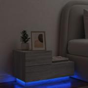 vidaXL Sängbord med LED-lampor grå sonoma 70x36x40,5 cm