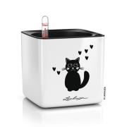 LECHUZA Blomkruka CUBE Glossy CAT 14 ALL-IN-ONE vit högglans