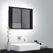vidaXL Spegelskåp för badrum LED svart högglans 60x12x45 cm akryl
