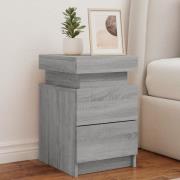 vidaXL Sängbord med LED-lampor 2 st grå sonoma 35x39x55 cm