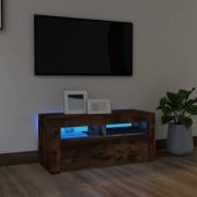 vidaXL Tv-bänk med LED-belysning rökfärgad ek 90x35x40 cm