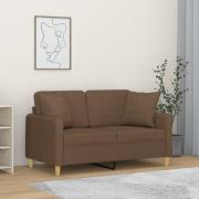 vidaXL 2-sits soffa med prydnadskuddar brun 120 cm tyg