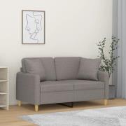 vidaXL 2-sits soffa med prydnadskuddar taupe 120 cm tyg