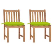 vidaXL Trädgårdsstolar 2 st med dynor massiv teak