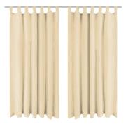 vidaXL Gardiner i microsatin 2 st med öglor 140x225 cm beige