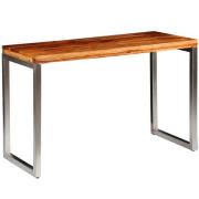 vidaXL Matbord/skrivbord i massivt sheshamträ med stålben