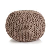 vidaXL Handstickad puff bomull 50x35 cm brun