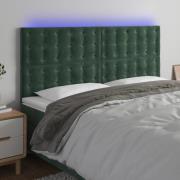 vidaXL Sänggavel LED mörkgrön 160x5x118/128 cm sammet