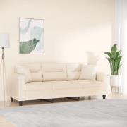 vidaXL 3-sitssoffa med prydnadskuddar beige 180 cm mikrofibertyg