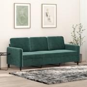 vidaXL 3-sitssoffa mörkgrön 180 cm sammet