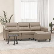 vidaXL 3-sitssoffa med fotpall taupe 180 cm mikrofibertyg