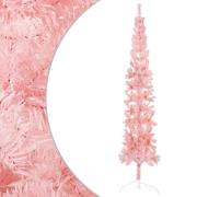 vidaXL Smal halv plastgran med stativ rosa 240 cm