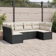 vidaXL Loungegrupp med dynor 6 delar svart konstrotting