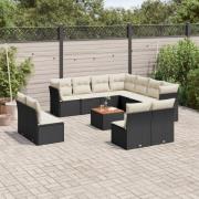 vidaXL Loungegrupp med dynor 12 delar svart konstrotting