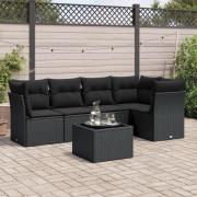 vidaXL Loungegrupp med dynor 6 delar svart konstrotting
