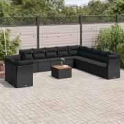 vidaXL Loungegrupp med dynor 12 delar svart konstrotting