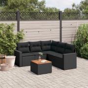 vidaXL Loungegrupp med dynor 6 delar svart konstrotting
