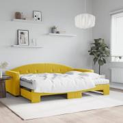 vidaXL Dagbädd utdragbar med madrasser gul 80x200 cm sammet