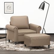vidaXL Fåtölj med fotpall Cappuccino 60 cm konstläder
