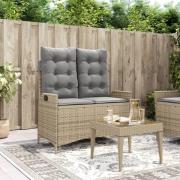 vidaXL Justerbar trädgårdsbänk med dynor beige konstrotting