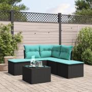 vidaXL Loungegrupp med dynor 6 delar svart konstrotting