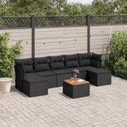 vidaXL Loungegrupp för trädgården med dynor 8 delar svart konstrotting