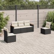 vidaXL Loungegrupp för trädgården med dynor 5 delar svart konstrotting
