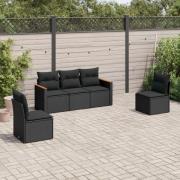 vidaXL Loungegrupp för trädgården med dynor 5 delar svart konstrotting