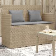 vidaXL Trädgårdsbänk med kuddar beige konstrotting