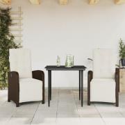 vidaXL Bistrogrupp med dynor 3 delar brun konstrotting