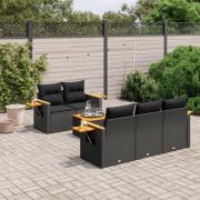 vidaXL Loungegrupp med dynor 6 delar svart konstrotting