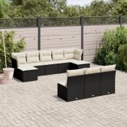 vidaXL Loungegrupp 10 delar med svarta dynor konstrotting