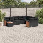 vidaXL Loungegrupp 10 delar med svarta dynor konstrotting